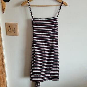 NWT Olivaceous Mini Tank Top Dress Wrap Red Black Stripe Large L